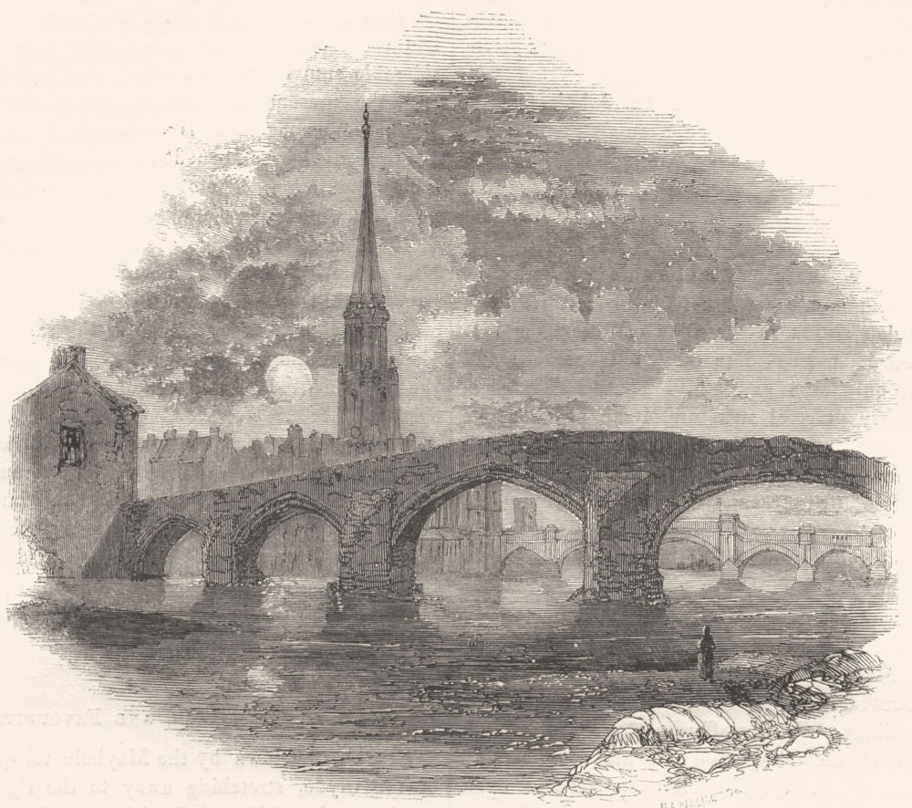 SCOTLAND. Ayrshire. Brigs of Ayr 1850 old antique vintage print picture